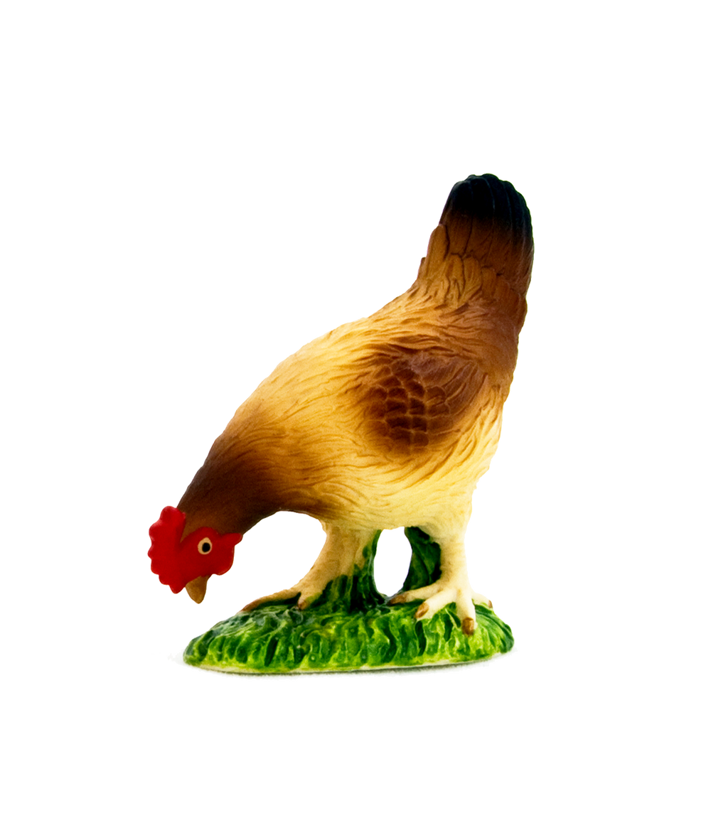 Hen Eating Toy Farmyard Animal Figurine