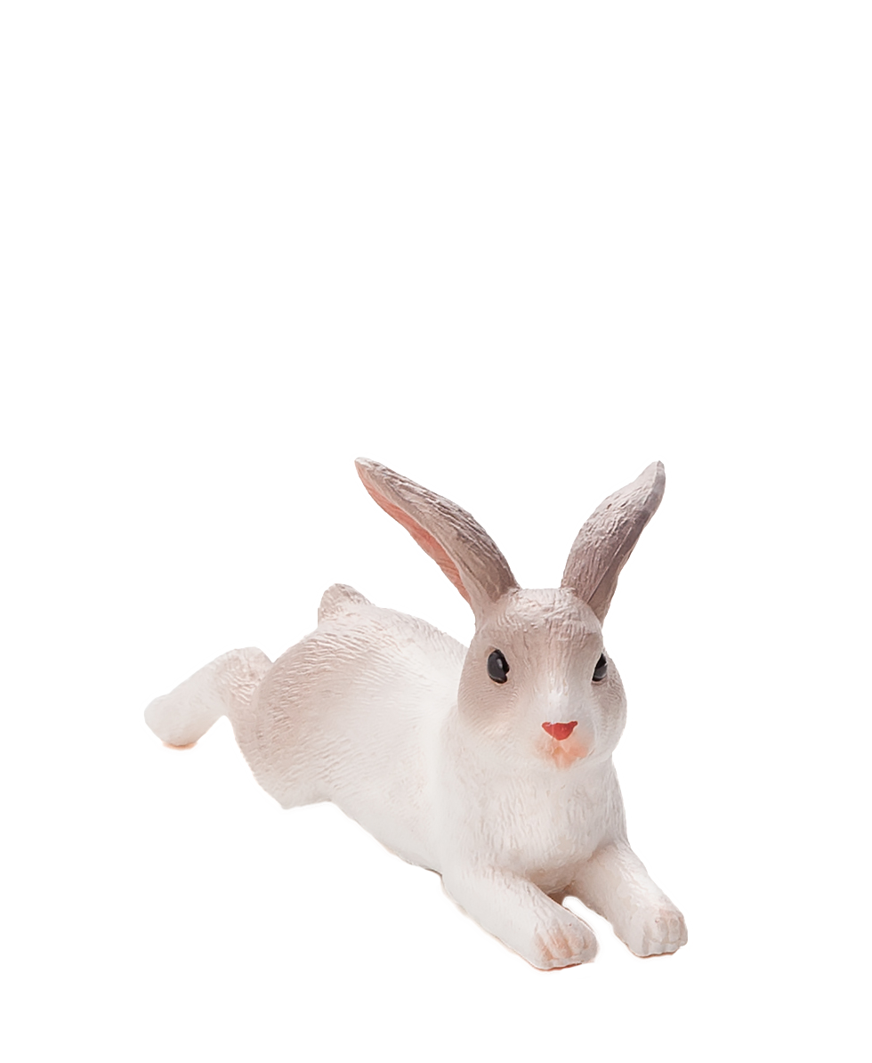 Rabbit Lying Down Toy Realistic Small Animal Figurine