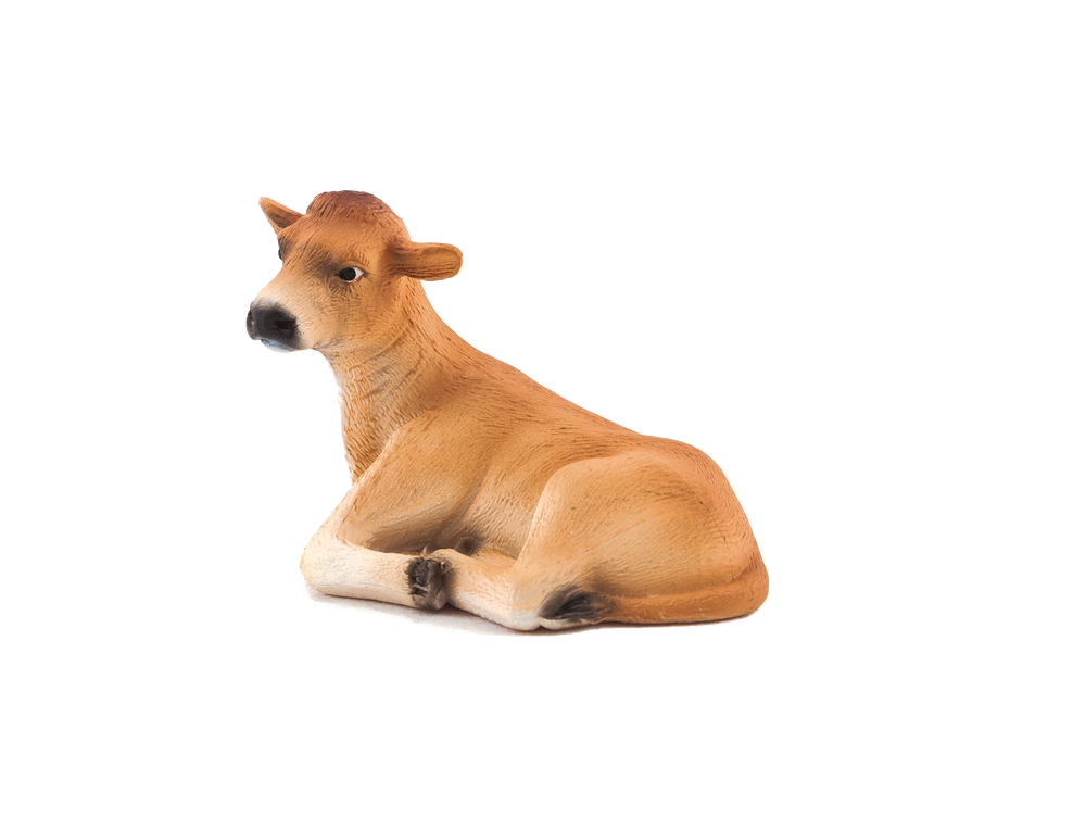 Jersey Calf Laying Down Toy Realistic Farm Animal Figurine