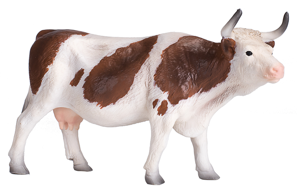 Simmental Cow Toy Realistic Farm Animal Figurine