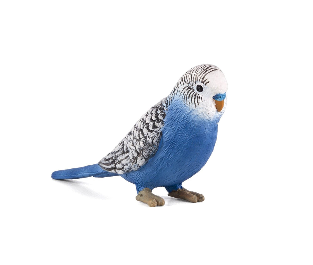 Blue Budgerigar Toy Realistic Exotic Bird Figurine