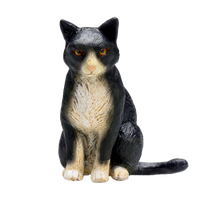 Cat Sitting Black and White Toy Realistic Pet Figurine