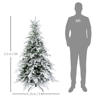 HOMCOM 5 Ft Artificial Christmas Tree with Realistic Snow Branches, LED Lights