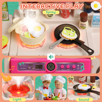 AIYAPLAY Kids Pretend Role Play Set with Realistic Lights & Sounds, Pink