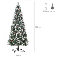 
              6FT Artificial Christmas Tree Pencil Tree Berries Pinecones Foldable Feet Green
            