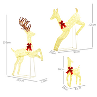 Outsunny 3-Piece 300 LED Light Lighted Christmas Reindeer Family Decoration