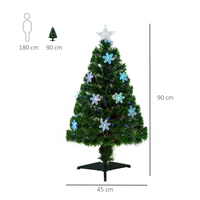 3FT Green Fibre Optic Artificial Christmas Tree LED Snowflakes Fireproofing