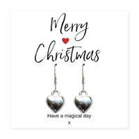 Merry Christmas Mini Gift Hamper with Silver Heart Earrings