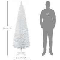 
              1.8m 6ft Artificial Pine Pencil Slim Christmas Tree with 390 Branch Tips White
            