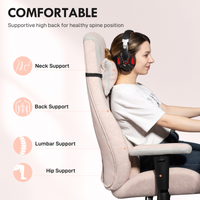 HOMCOM Gamer Computer Chair, Gaming Chair with Swivel Wheels, Pale Pink
