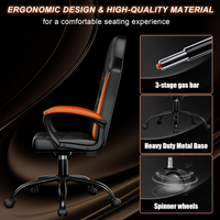 Ergonomic Gaming Chair, Height Adjustable Computer Chair, Pu Leather PC Chair with Castors, for Adults and Teenagers