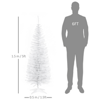 HOMCOM 5FT Pencil Slim Artificial Christmas Tree with Study Stand Tips White