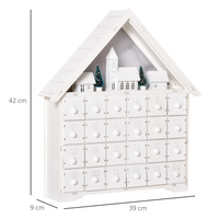 
              24-Drawer Christmas Advent Calendar Wooden Light-Up Countdown White
            