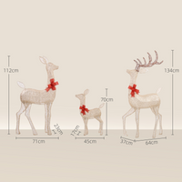 Outsunny 3-Piece Light Up Christmas Deer Family Set of 3 for Lawn Gold Tone