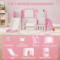 
              AIYAPLAY 7 in 1 Toddler Slide Set, Frog Theme Playset with Basketball Hoop
            