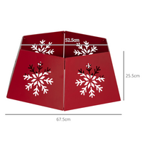 HOMCOM Hexagon Christmas Tree Base Cover with Hollow Snowflake Patterns Red