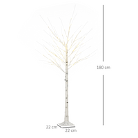 6ft Artificial White Birch Tree Light  96 Warm White Pre-Lit LED Light HOMCOM