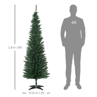 1.8m 6ft Artificial Pine Pencil Slim Tall Christmas Tree with 390 Branch Tips