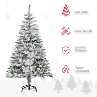 5ft Snow Flocked Artificial Christmas Tree w/ Realistic Branch Tips HOMCOM