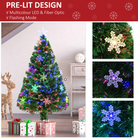
              4FT Green Fibre Optic Artificial Christmas Tree LED Snowflakes Fireproofing
            