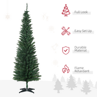 1.8m 6ft Artificial Pine Pencil Slim Tall Christmas Tree with 390 Branch Tips