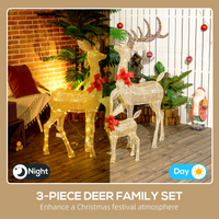 
              Outsunny 3-Piece Light Up Christmas Deer Family Set of 3 for Lawn Gold Tone
            