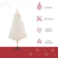 
              4 Feet Prelit Artificial Christmas Tree with Fiber Optic LED Light White
            