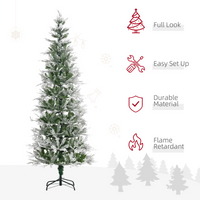 
              7 Foot Snow Flocked Artificial Christmas Tree Holiday with Pencil Shape HOMCOM
            