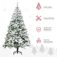6ft Snow Flocked Artificial Christmas Tree w/ Realistic Branch Tips HOMCOM