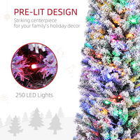 
              HOMCOM 7' Artificial Christmas Tree with Flocked Tips, LED Lights, Decoration
            