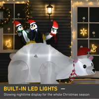 5ft Outdoor Christmas Inflatable with LED Ligh Polar Bear Three Penguins Garden