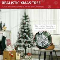 5ft Indoor Christmas Tree Artificial Berry Xmas Deco Metal Stand and 184 Tips