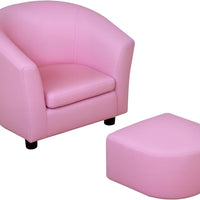 HOMCOM Kids Mini Sofa Children Armchair with Ottoman for Bedroom Playroom Pink