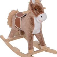 HOMCOM Kids Rocking Horse Wooden Plush Age 3+ Children Ride On Toy Rocker Baby