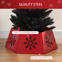 HOMCOM Hexagon Christmas Tree Base Cover with Hollow Snowflake Patterns Red