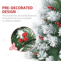 5ft Indoor Christmas Tree Artificial Berry Xmas Deco Metal Stand and 184 Tips