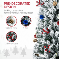 HOMCOM 7' Artificial Christmas Tree with Flocked Tips, LED Lights, Decoration