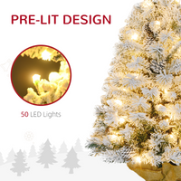 HOMCOM 3ft Artificial Christmas Tree with LED Light, Concrete Base