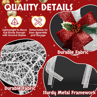 
              3-Piece Lighted Christmas Reindeer Family Set Outdoor Decorations, Weather Proof 2D Deer Family Set of 3 Christmas Ornament Home Decor Pre-lit 200 LED White Lights with Stakes, White
            