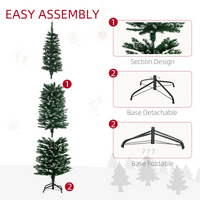 
              6.5FT Artificial Snow Dipped Christmas Tree Pencil Foldable Black Stand Green
            