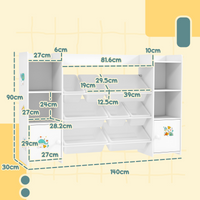 AIYAPLAY Kids Toy Storage Organiser with 8 Removable Storage Bins, White