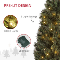 HOMCOM 4ft Artificial Christmas Tree with 80 Warm White LED Lights Remote