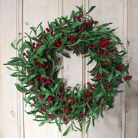 
              60cm (24 inches) Large Luxury Christmas Mistletoe Leaf and Red Berry Floristry Wreath
            