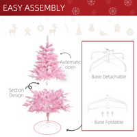 
              4FT Artificial Christmas Tree Holiday Xmas Automatic Open for Home Party Pink
            