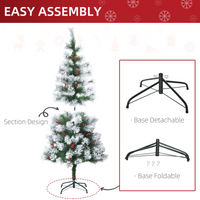 
              5ft Indoor Christmas Tree Artificial Berry Xmas Deco Metal Stand and 184 Tips
            