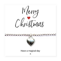 
              Merry Christmas Gift Hamper | Silver Heart Bracelet & Jewellery Box
            