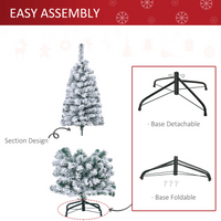 
              4 Feet Prelit Artificial Snow Flocked Christmas Tree Warm LED Light Green White
            