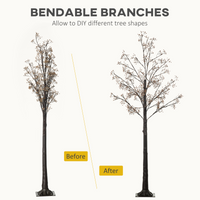 HOMCOM 6ft Artificial Tree with Warm White LED Lights, Baby Breath Flowers