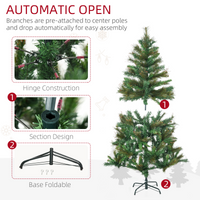 1.5m 5ft Pre-Lit Christmas Tree Artificial Spruce Warm White LED Metal Stand