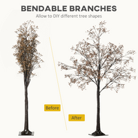 HOMCOM 4ft Artificial Tree with Warm White LED Lights, Baby Breath Flowers